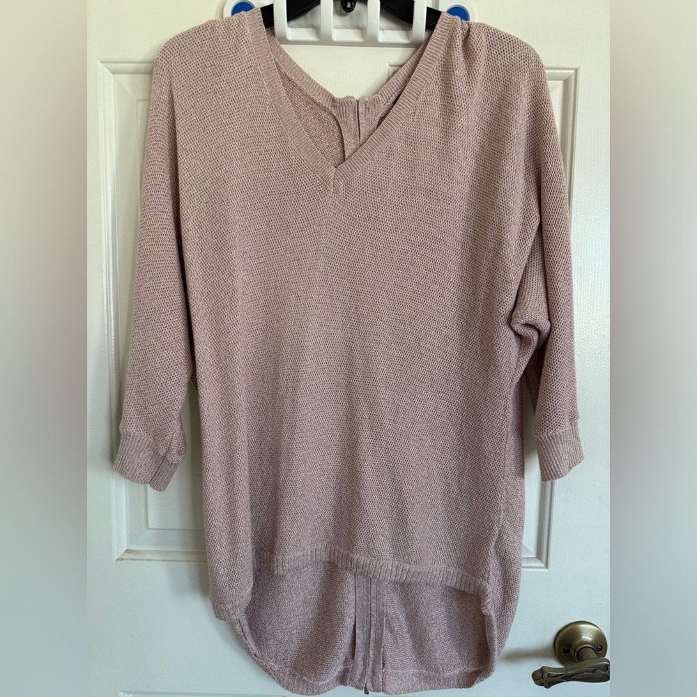Express Women's V-Neck Sweater with Back Zipper